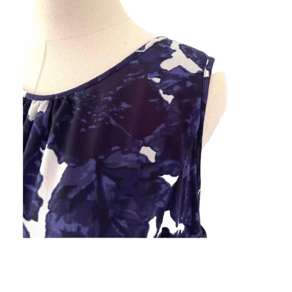TALBOTS Fit & Flare Sleeveless Flounce Bottom Dress in Blue / White Print Size 2 - Picture 7 of 10